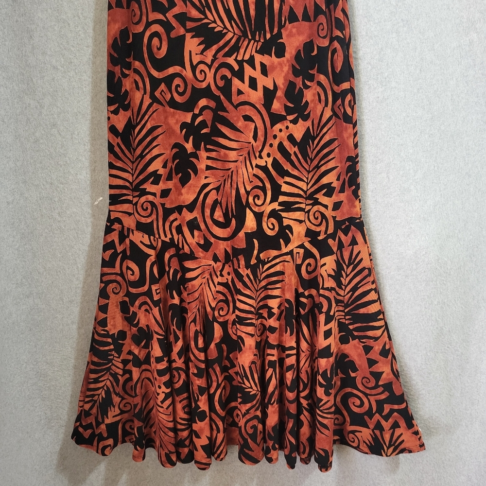 Coldwater Creek No Iron Midi Skirt Sz S Black Rust Flounce Hem Fairy Grunge Y2K - Picture 3 of 10